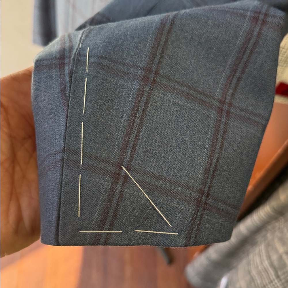 Canali Light Blue Windowpane Sportcoat with Red Checks - Picture 10 of 16